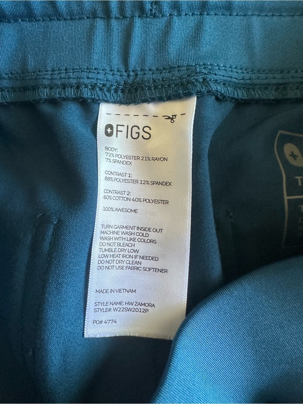 Figs Teal Jogger Pants with Orange Drawstring - Picture 11 of 11